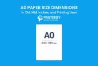 A0 Paper Size Dimensions Chart (CM, MM, Inches) and Printing Uses