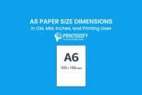 A6 Paper Size Dimensions Chart (CM, MM, Inches) and Printing Uses