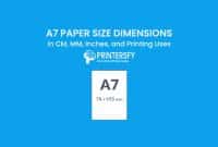 A7 Paper Size Dimensions Chart (CM, MM, Inches) and Printing Uses