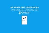 A8 Paper Size Dimensions Chart (CM, MM, Inches) and Printing Uses