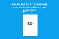 B0+ Paper Size Dimensions Chart (CM, MM, Inches) and Printing Uses